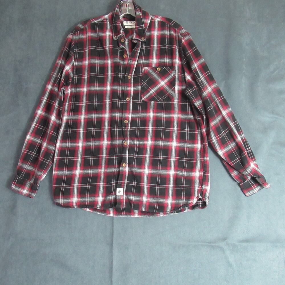 Boston Traders Shirt Mens Large Red Black Flannel Plaid Button 90s Y2K Cabincore
